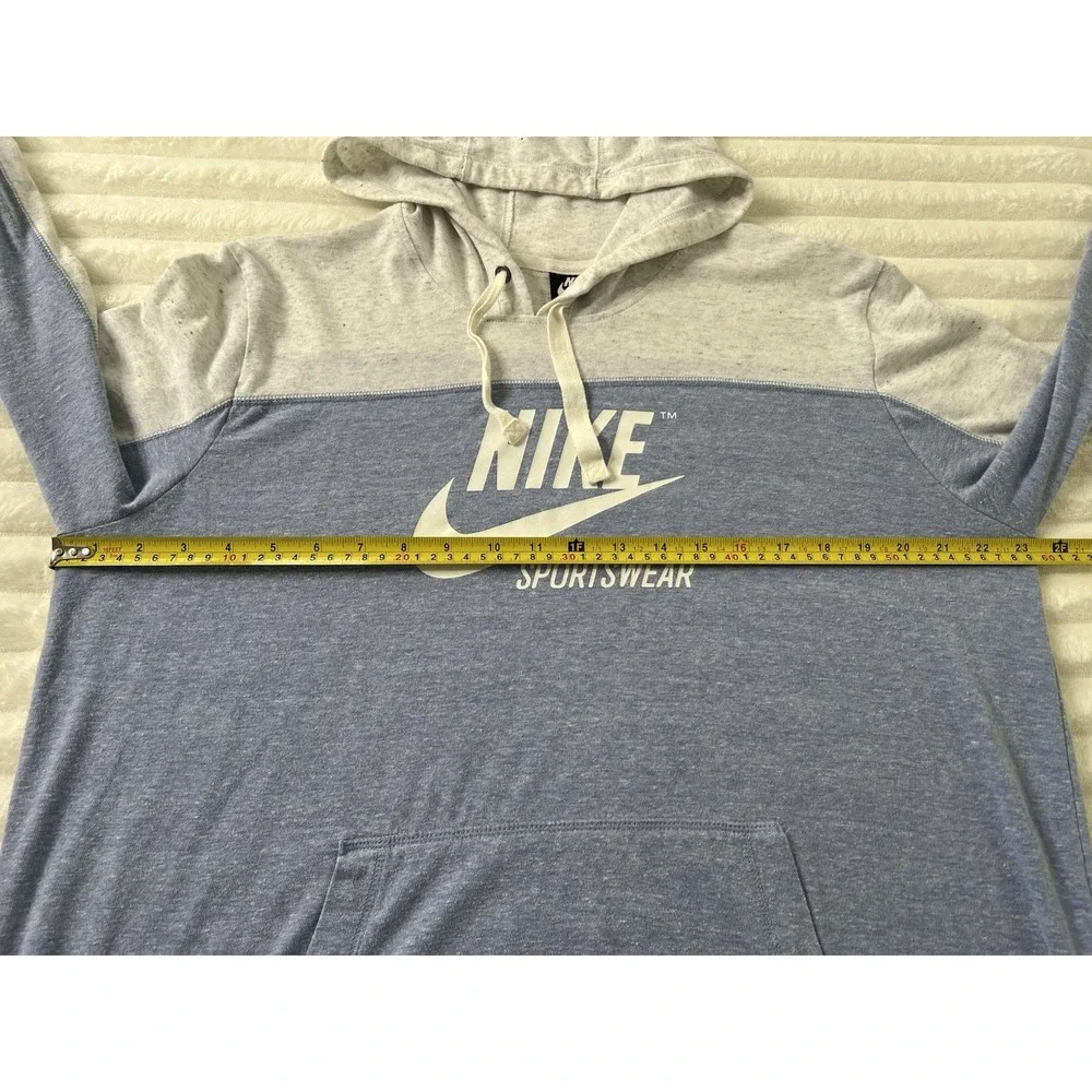 Nike Sportswear‎ Graphic Hoodie Womens Blue White Pullover Sweatshirt Size XL